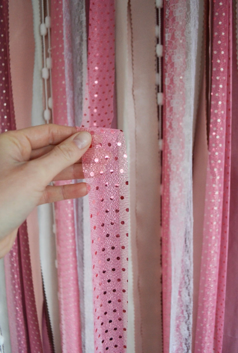 SMALL selfie size DIY fabric ribbon backdrop kit