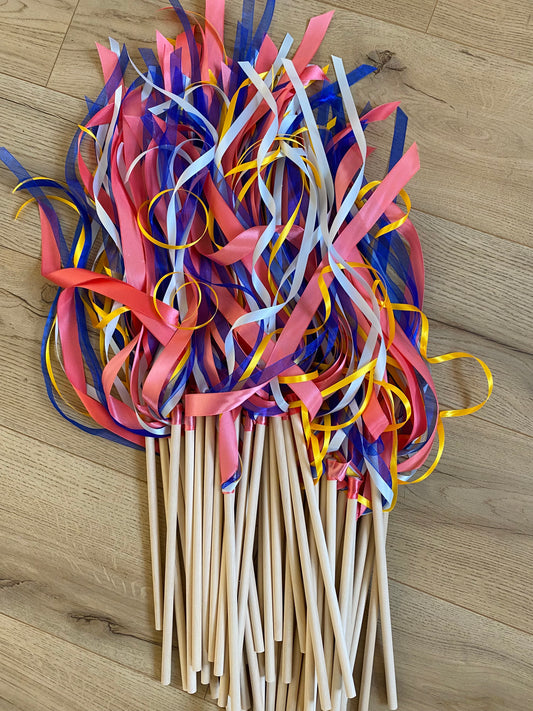 30 pcs x Custom Made Ribbon Wands