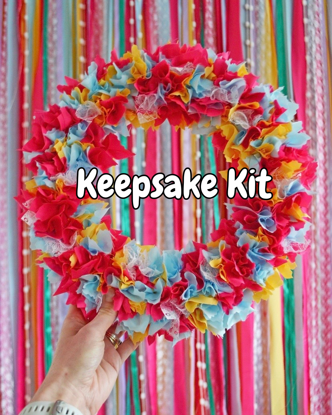 Keepsake Kit - Repurpose your backdrop fabrics by creating a rag wreath!