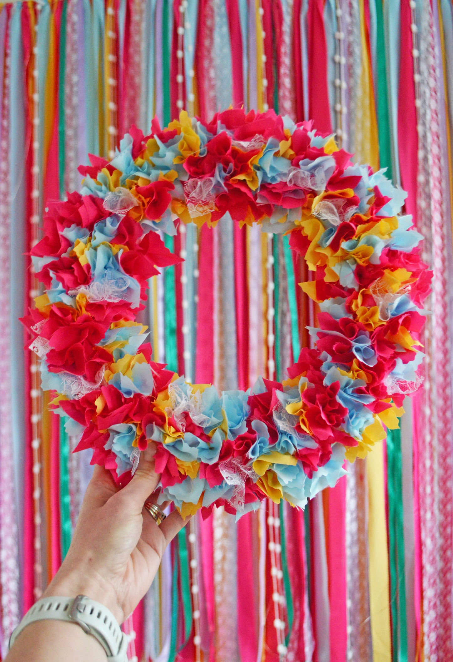 Keepsake Kit - Repurpose your backdrop fabrics by creating a rag wreath!